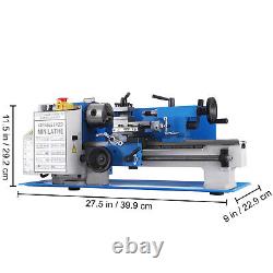 Tour à métaux mini 7x12 pour le travail du métal et du bois avec moteur à courant continu sur établi