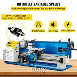 VEVOR Mini Tour Métallique 7x14 550W Vitesse Variable 2250 RPM Outils