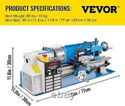 VEVOR Mini Tour Métallique, Tour Métallique de Banc 7x14, Vitesse Variable 550W