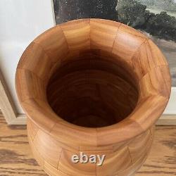 Vase En Bois Segmenté Artisanal Tourné Signé Par Artist Art